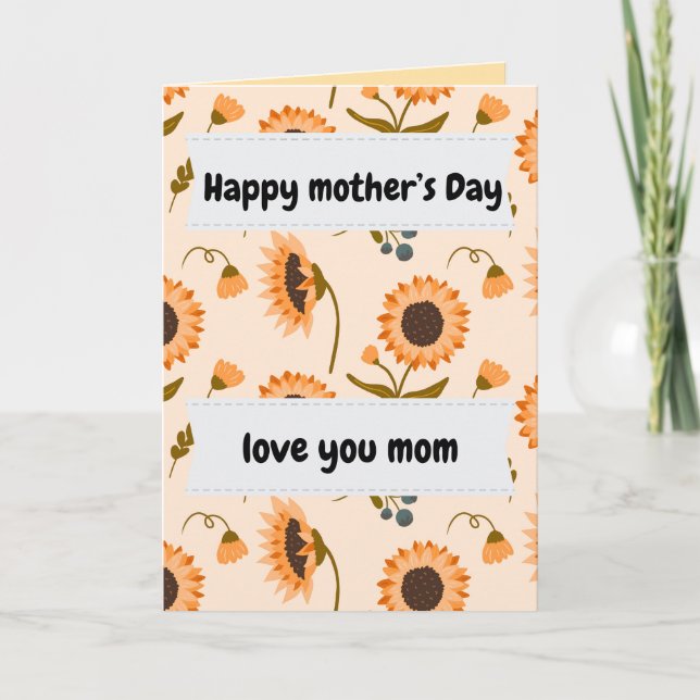 Gula solrosor Glad mors dag Kärlek mamma Kort (Framsida)
