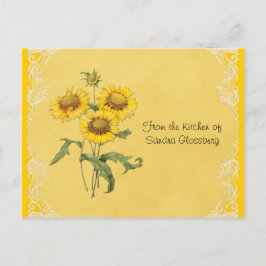 Gula solrosreceptkort vykort