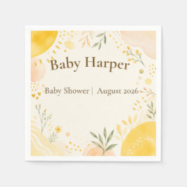 Gula solsken baby shower servetter
