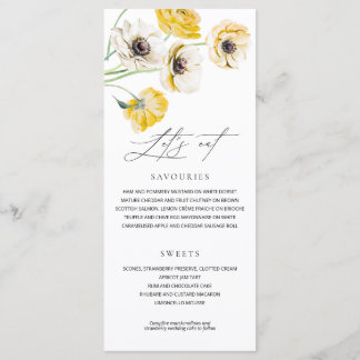 Gula sommarblommor Minimalistisk bröllopsmeny Meny