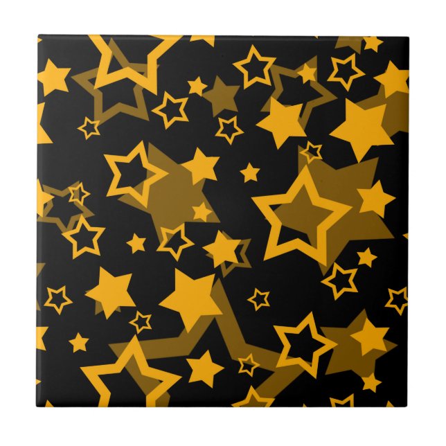 Gula stjärnor glitter design  kakelplatta (Framsidan)
