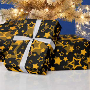 Gula stjärnor glitter design presentpapper