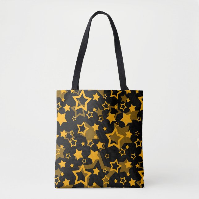 Gula stjärnor glitter design  tygkasse (Framsida)