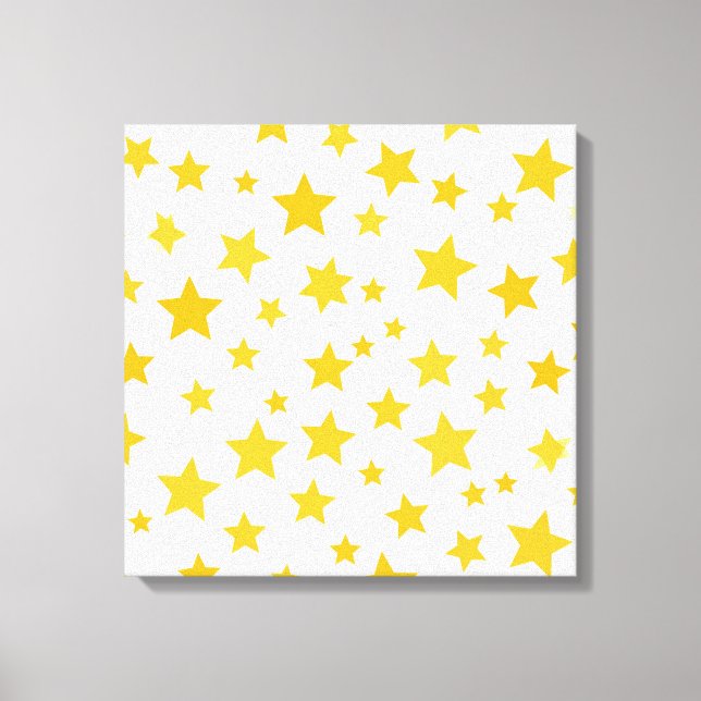 gula stjärnor på vit bakgrund canvastryck (Framsida)