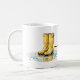 Gula stövlar Vattenfärg konst kaffemugg