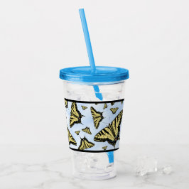 Gula Svalstjärtfjärilar på Blå Himmel Take Away Mugg