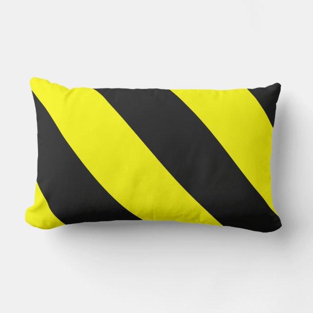 Gula svart uppmärksamhetvarningsrandar lumbarkudde (Framsida)