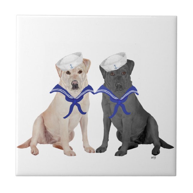 Gula & Svarta Labrador Retriever Kakelplatta (Framsidan)