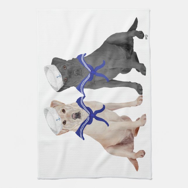 Gula & Svarta Labrador Retriever Kökshandduk (Vertikal)