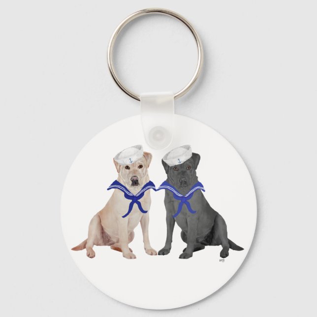 Gula & Svarta Labrador Retriever Nyckelring (Framsida)