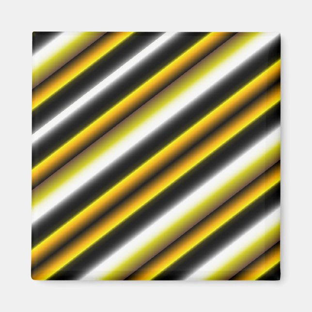 Gula Svarta Vita Regnbågsränder Magnet (Framsidan)