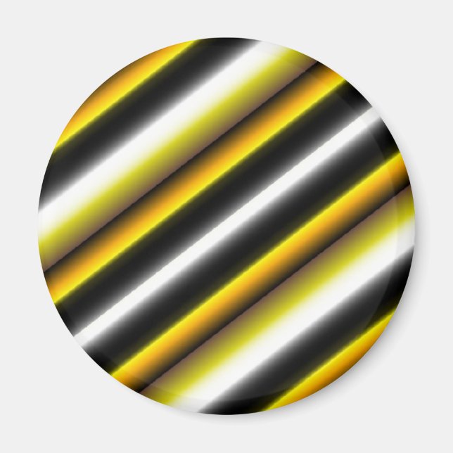 Gula Svarta Vita Regnbågsränder Magnet (Framsidan)