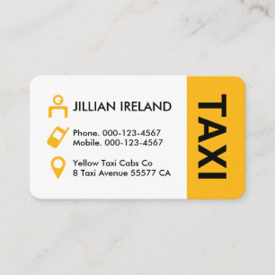 Gula Taxi Cab Ikoner Förare Visitkort