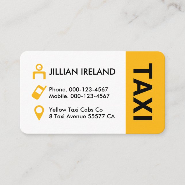 Gula Taxi Cab Ikoner Förare Visitkort (Framsida)