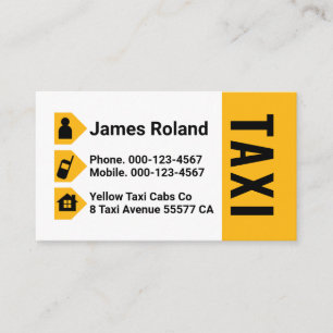 Gula Taxi-ikoner körande Visitkort