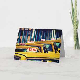 Gula taxiCabs något tomt hälsningkort för Kort