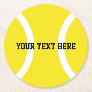 Gula tennisboll coaster med anpassad text underlägg papper rund