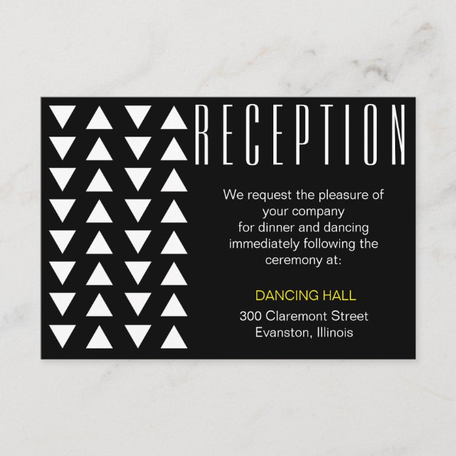 Gula trianglar accent vigselmottagning inbjudan (Framsida)