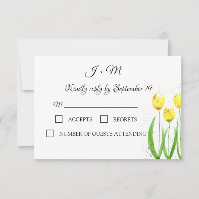 Gula tulpaner Blommor vårbröllop RSVP OSA Kort (Framsida)