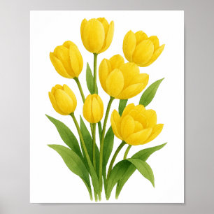 Gula tulpaner målning blomster väggkonst