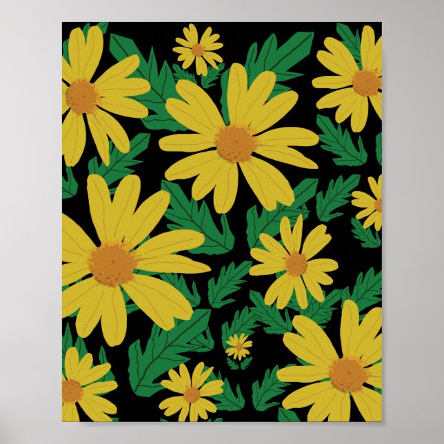Gula tusenskönor blommor med gröna blad  poster (Framsidan)