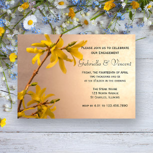 Gula vårforsythia-blommor Förlovningsfest Inbjudningar