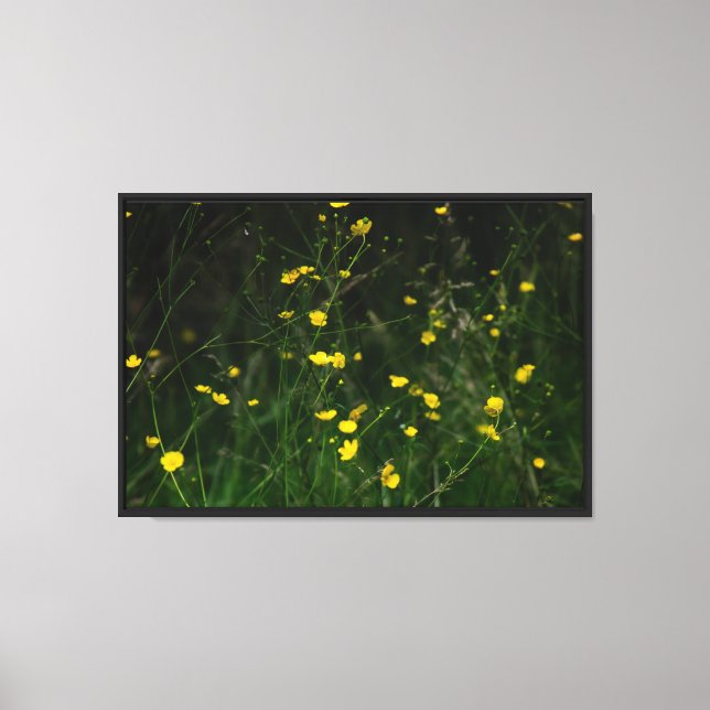 Gula vilda blommor Sträckt canvastryck (Framsida)