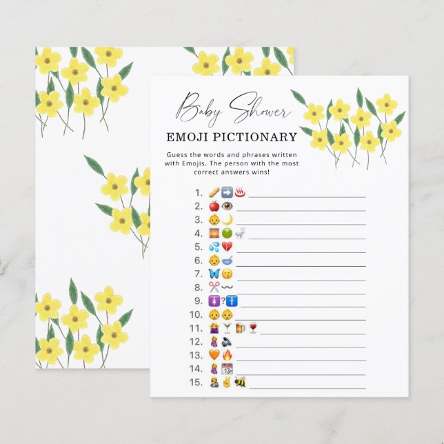 Gula vildblommor \ Emoji-bildlexikonspel (Fram/baksida)