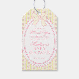 Gula Vintage Eleganta Blommiga Baby Shower-present Presentetikett