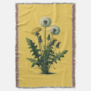 Gula Vintage Maskrosblommor  Filt