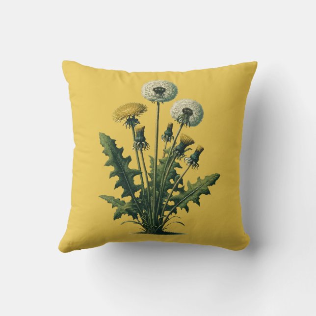 Gula Vintage Maskrosblommor Kudde (Baksida)
