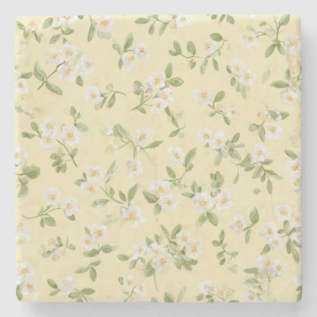 Gula Vita Blommor   Stenunderlägg (Framsidan)