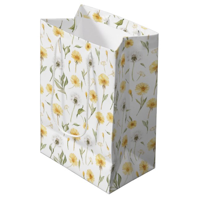 Gula Vita Maskrosar Blommor Födelsedag (Framsidan Vinklad)