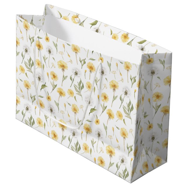 Gula vita maskrosblommor födelsedag (Framsidan Vinklad)