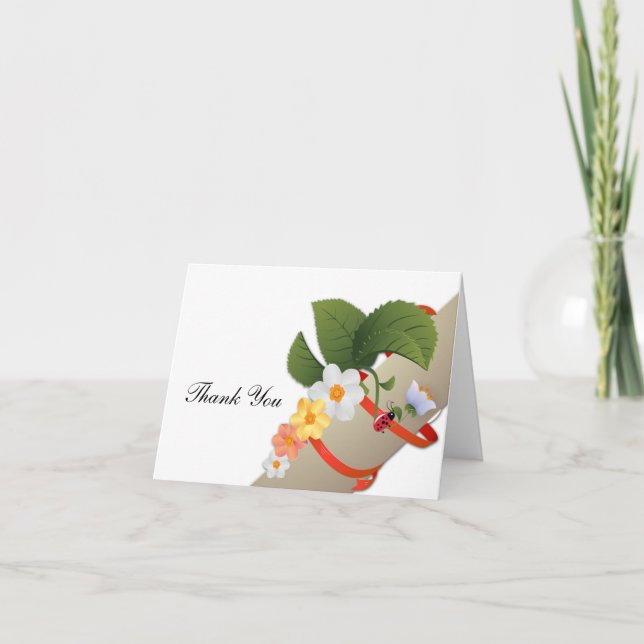 Gula vita prästkragar Nyckelpiga Tacksamhetskort Tack Kort (Framsida)