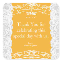 Gula & Vita Spets Eleganta Bröllagspresent Sticker