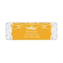 Gula & vita spetsiga eleganta bröllopsadressetiket