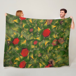 Gulaktig virtuell löv med röda hexagoner fleecefilt