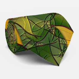 Gulaktig virtuell löv med röda hexagoner slips