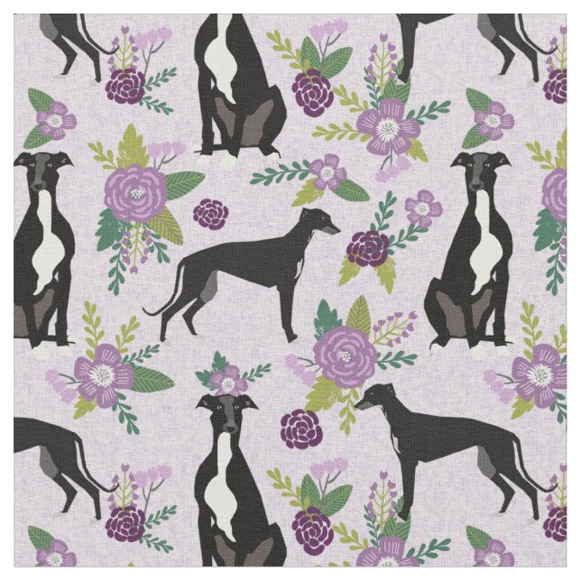 gulaktiga blommigtar, svart och vit hund tyg (Närbild)