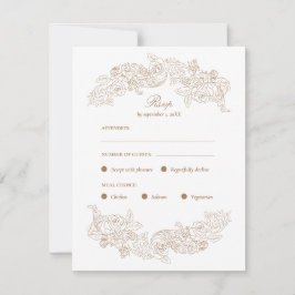 Gulbrun rokoko måltidsval RSVP-kort OSA Kort