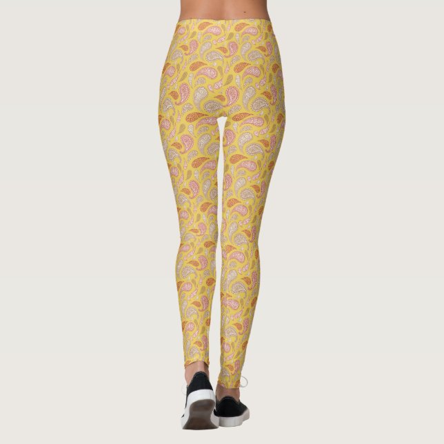Gulbruna Paisley Mönstrade Leggings (Baksida)
