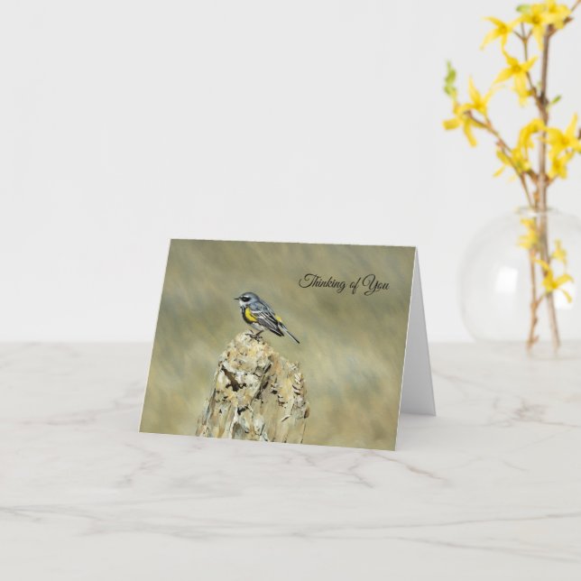 Gulbukig sångare - Tänker på Dig Kort (Gul blomma)