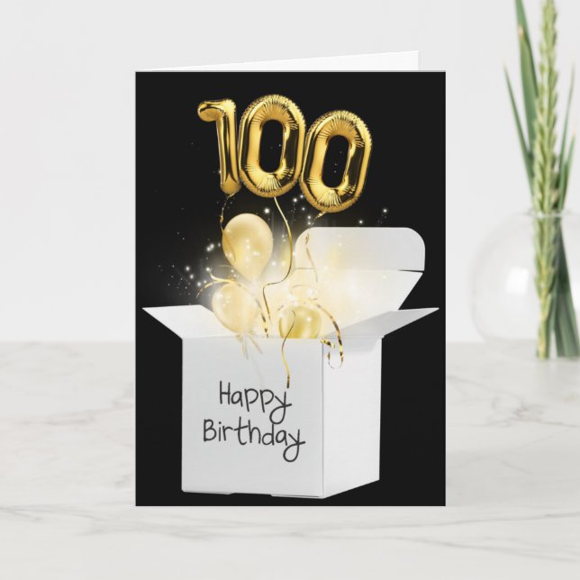 Guld 100-dagarsballonger i vitbok kort (Framsida)