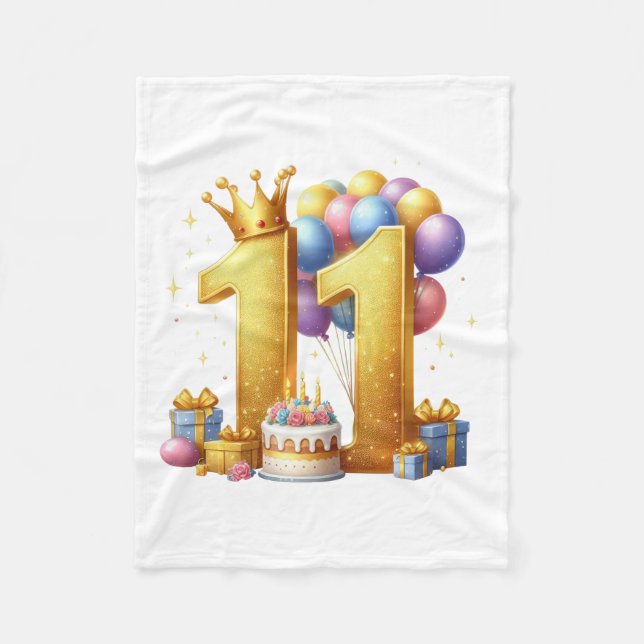 Guld 11-års födelsedag fleecefilt (Framsidan)