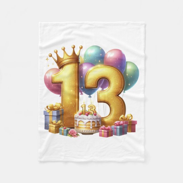 Guld 13-årsdag fleecefilt (Framsidan)
