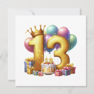 Guld 13-årsdag inbjudningar