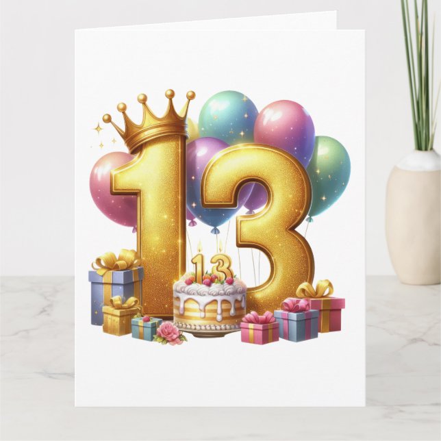 Guld 13-årsdag kort (Framsida)