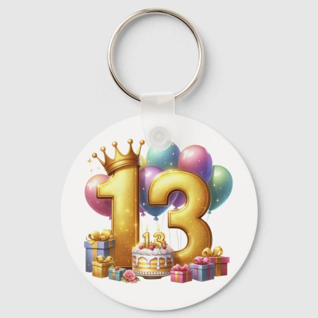 Guld 13-årsdag nyckelring (Framsida)