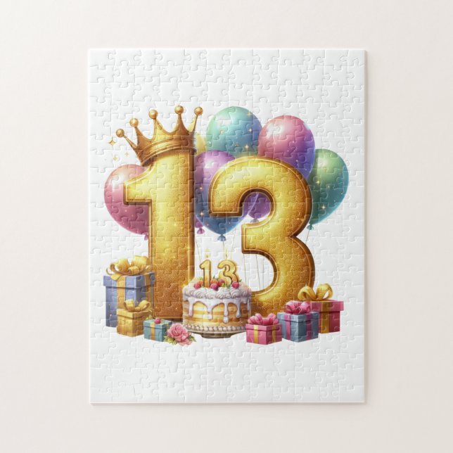 Guld 13-årsdag pussel (Vertikal)